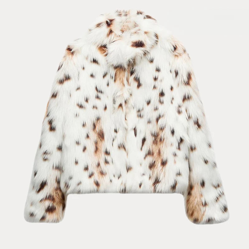 Ocelai - Veste en Fourrure Synthétique Léopard Claire